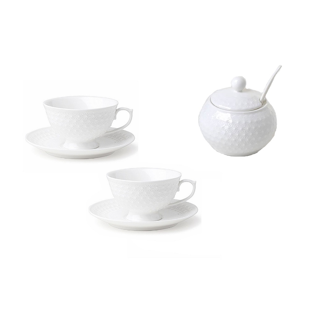 Set 2 Tazze Tè con Piattino e Zuccheriera Stelline - Hervit