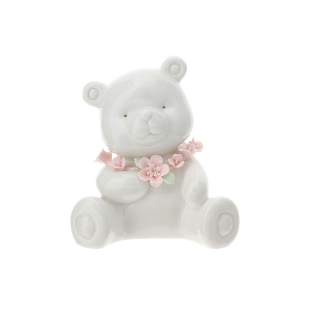 Orsetto Bianco con Fiori Rosa - Hervit