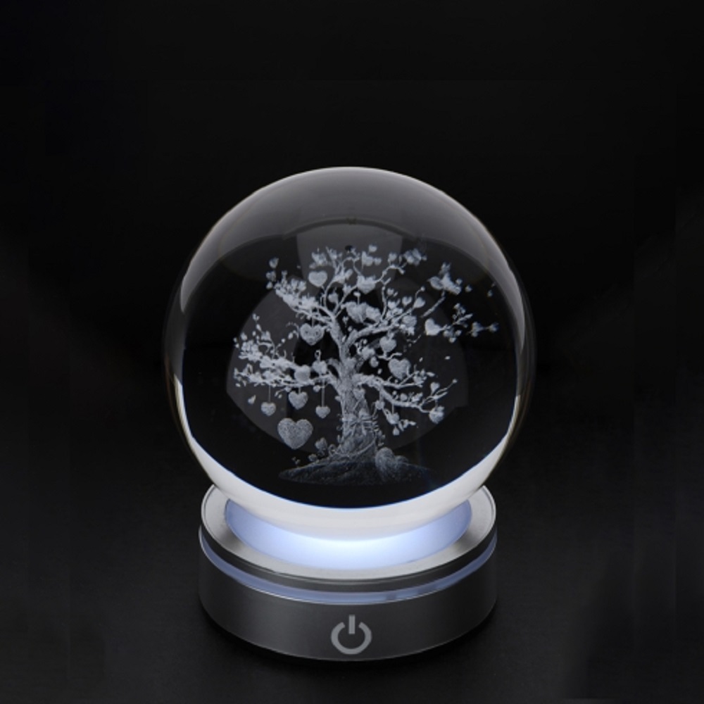 Sfera Luminosa Crystal Planet Albero della Vita con Cuori - Hervit