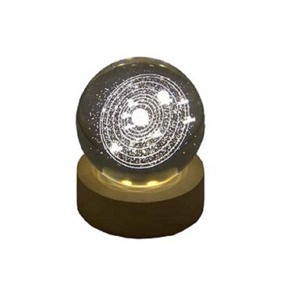 Sfera Luminosa su Base in Legno Grezzo Universo - immagine 2