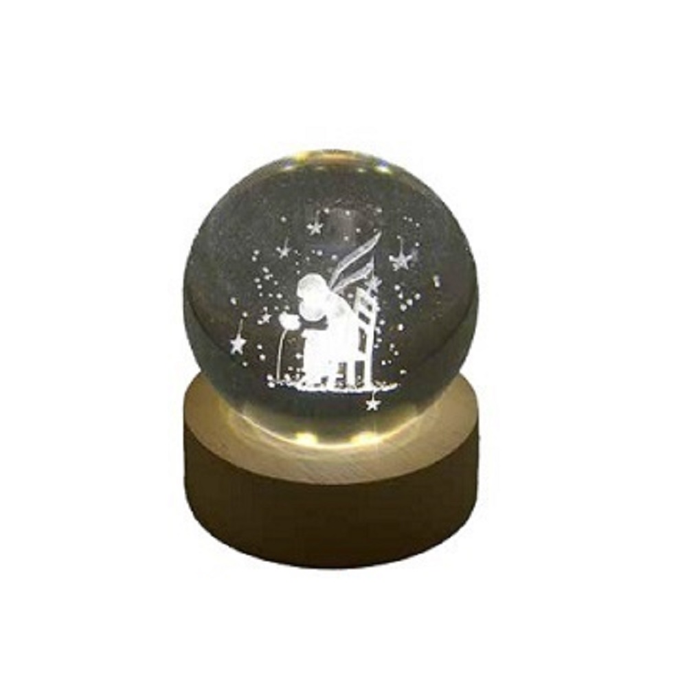 Sfera Luminosa su Base in Legno Grezzo Piccolo Principe su Sedia - immagine 2