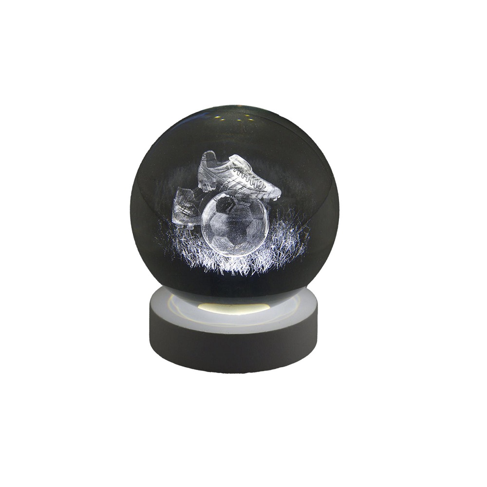 Sfera Luminosa su Base in Legno Bianco Calcio