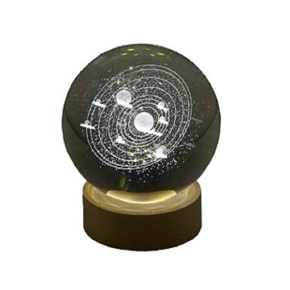 Sfera Luminosa su Base in Legno Grezzo Universo - immagine 3