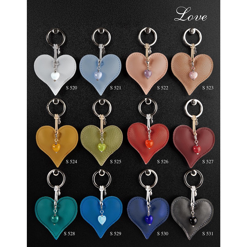 Portachiavi Love con Ciondolo in Vetro di Murano