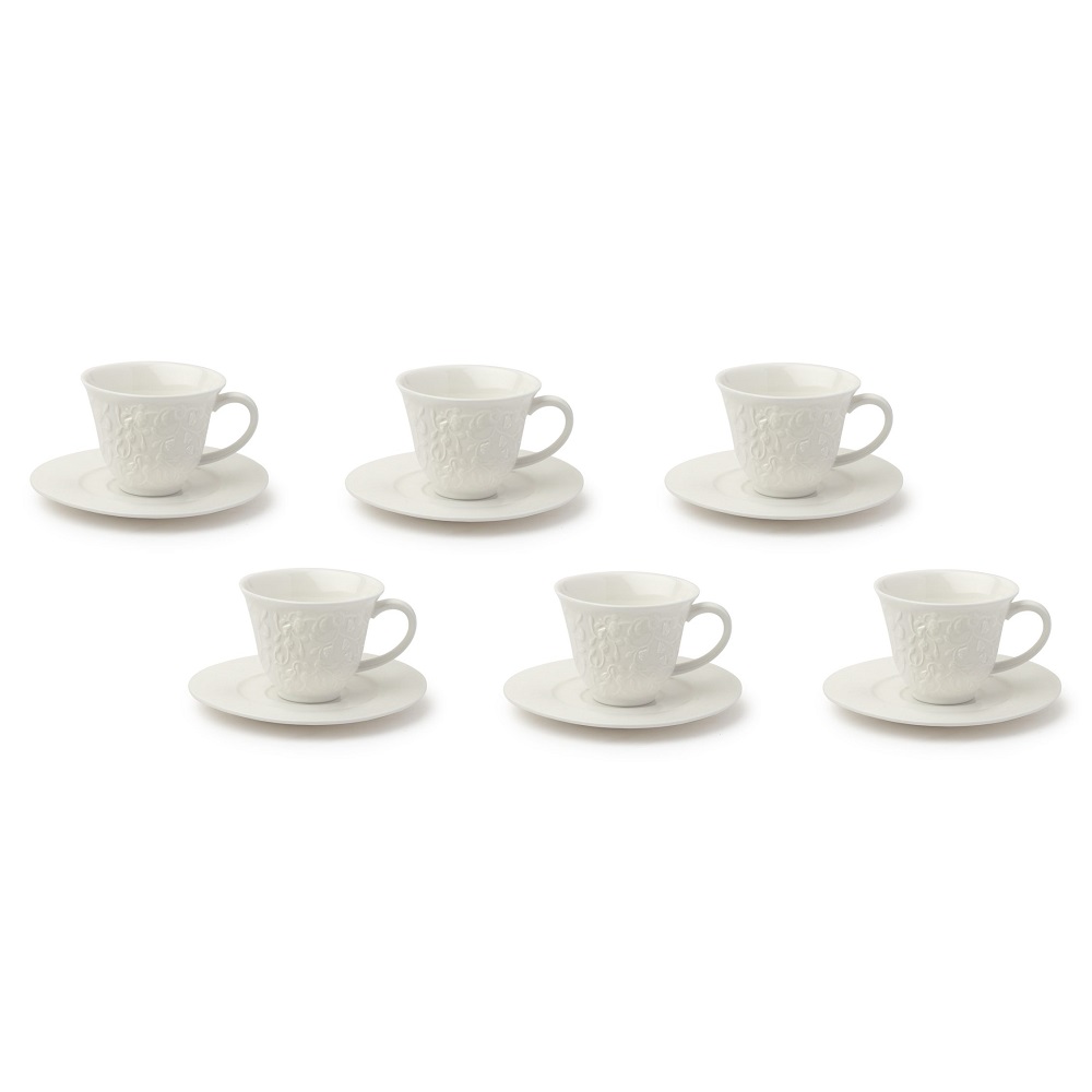 Set 6 Tazzine Caffè con Piattino Romance - Hervit